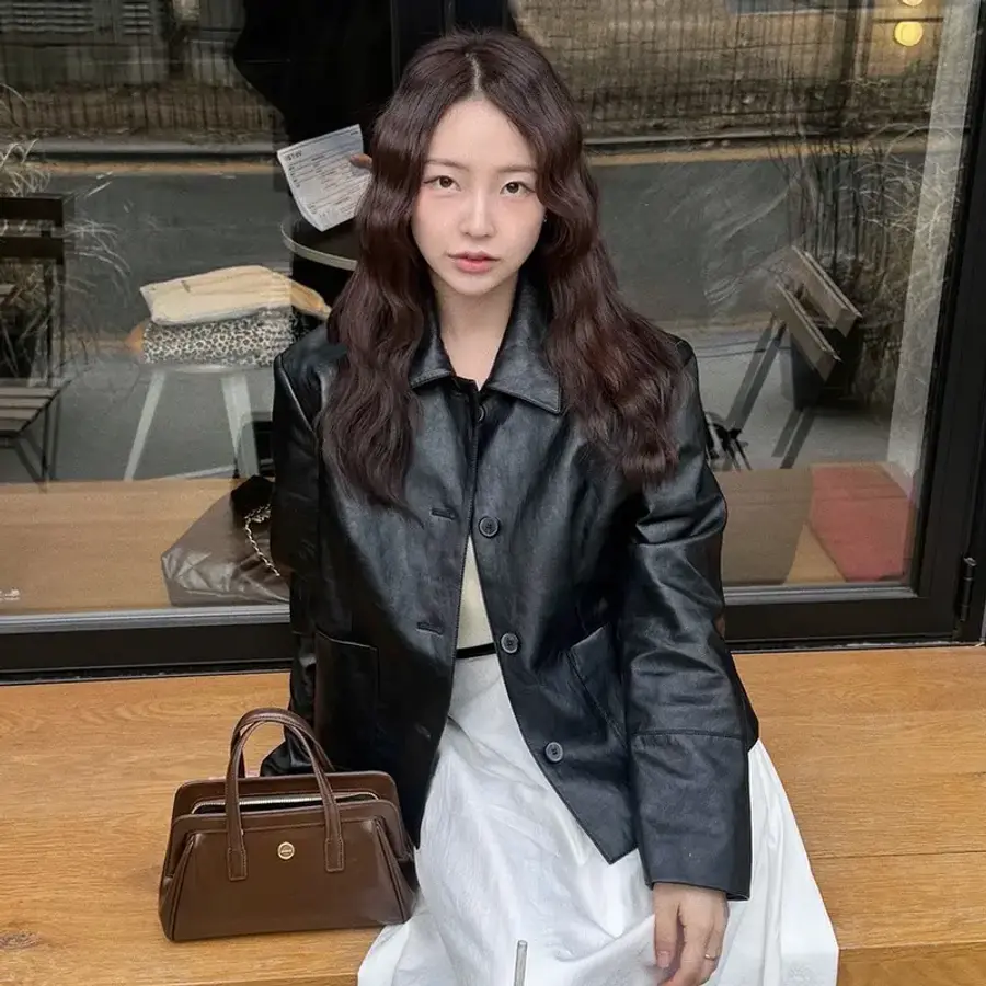  올리브데올리브 정가329,000 페이크레더 스탠카라 싱글 자켓 OL6SJ1600 3505553