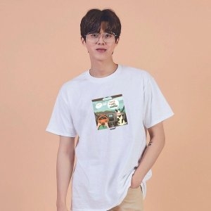 키밍 강아지 여행 그래픽 캐쥬얼 반팔티 W7FC7D1