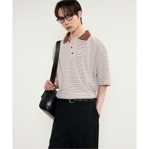 TNGT Stripe Polo Shirt Brown TNTS5E203W2_이미지