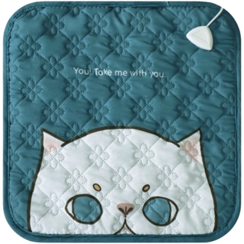 한일전기 빼꼼냥이 라이트블루 전기방석 (1인용, 40x40cm)_이미지
