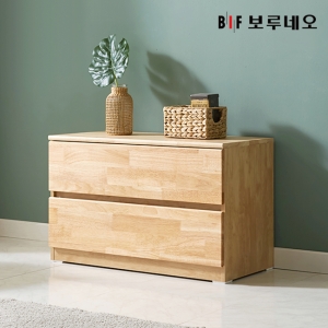 프리메이드 앳홈 테드 러버 원목 800 2단 서랍장 깊이400