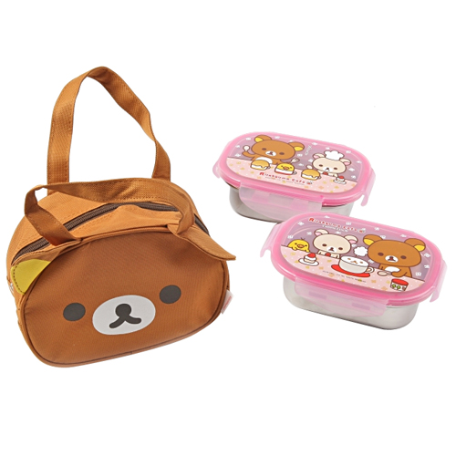 리락쿠마 가방 2단 스텐 도시락