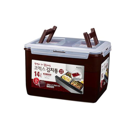 코멕스 뚜껑이 더 튼튼해진 누름숙성 김치통 72호 투핸들 14L (2개)