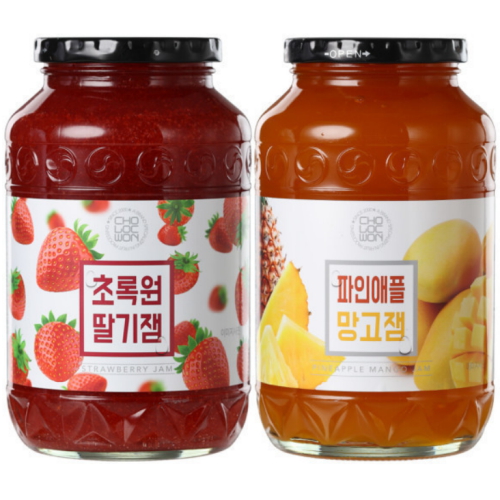 초록원 딸기잼 1kg + 파인애플 망고잼 1kg (1개)_이미지