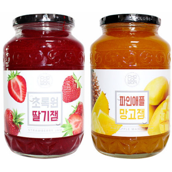 초록원 딸기잼 1kg+파인애플 망고잼 1kg (1개)_이미지