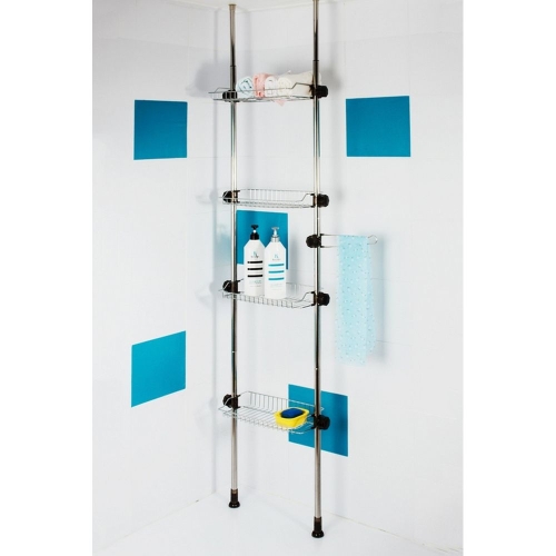 갤러리 기둥식 4단 욕실 코너선반