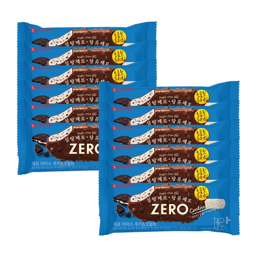 롯데제과 제로 아이스 쿠키앤크림바 80ml (12개)_이미지