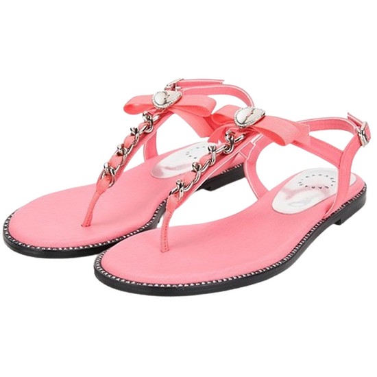 바바라 여성 패브릭 체인 리본 포인트 쪼리_BBG310PK_이미지