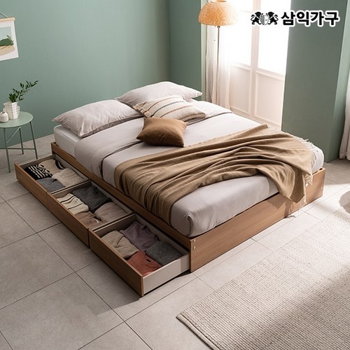 삼익가구 조이 빅서랍 3단 수납 침대 SS (매트별도)_이미지