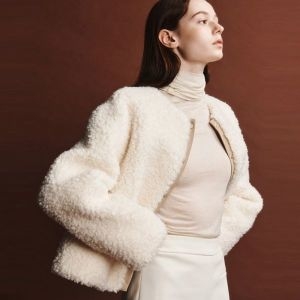 FAUX FUR HALF JK IVORY+BEIGE 144805