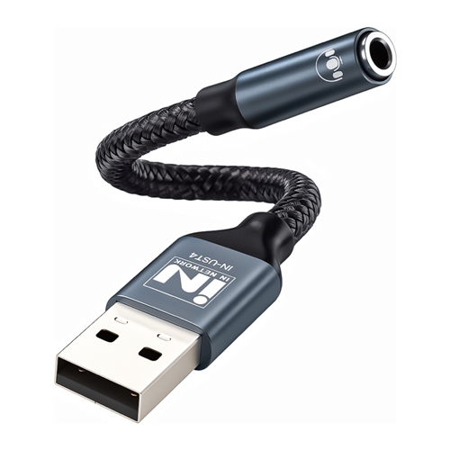 인네트워크 IN-UST4, USB-A to 3.5 스테레오 메탈 사운드카드_이미지