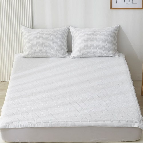 샤이닝홈 샤르르 쿨링앤슬립 냉감 3중직 밴딩 침대패드 베개세트 (슈퍼싱글 SS)_이미지