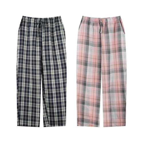 이너스유 따소미 체크 패턴 파자마 9부 커플잠옷 바지