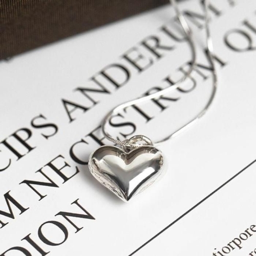 폭스타일 LF799R3S_56 실버 볼륨 하트목걸이 목걸이