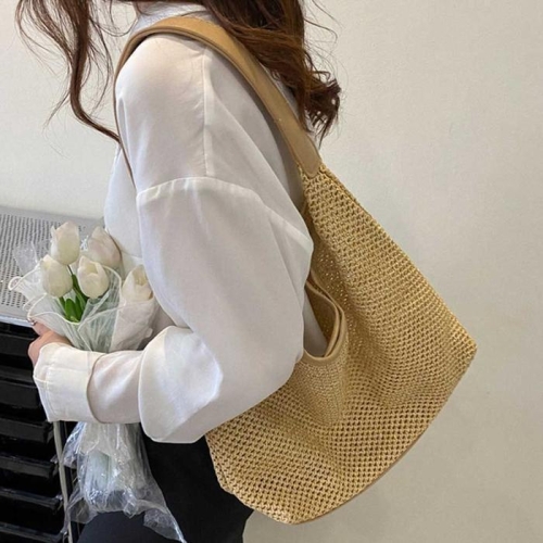 JHQRKYTZ_4B 여자 라탄 바캉스 밀집가방밀짚숄더백 백