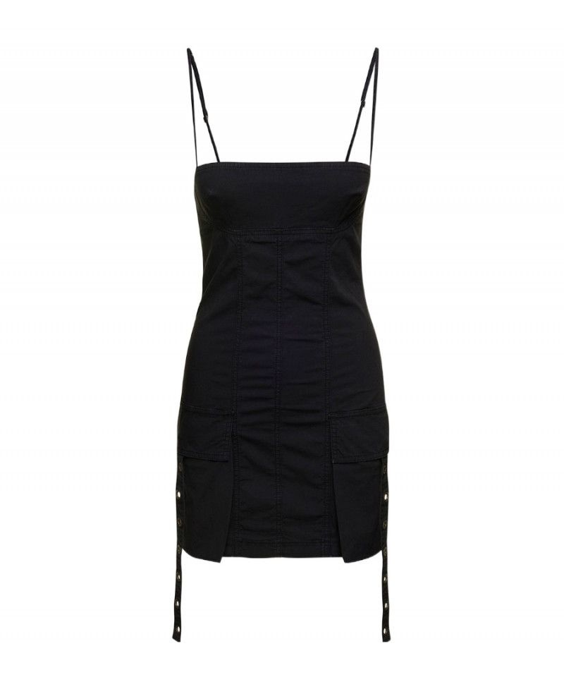 블루마린 BLUMARINE 미니 블랙 드레스 with Cargo Pockets in Stretch 코튼 워먼 4J022AN0990