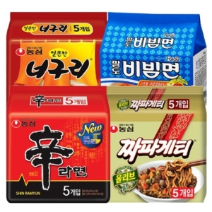 농심 신라면5봉 팔도비빔면5봉 짜파게티5봉 너구리5봉_이미지