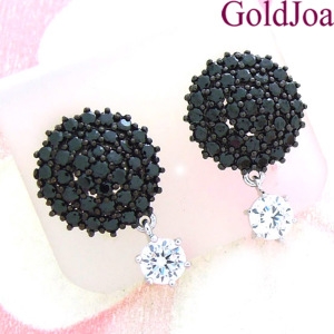 골드조아 럭셔리 독특한 블랙 큐빅 고급 14k귀걸이 ju-a1092-2e
