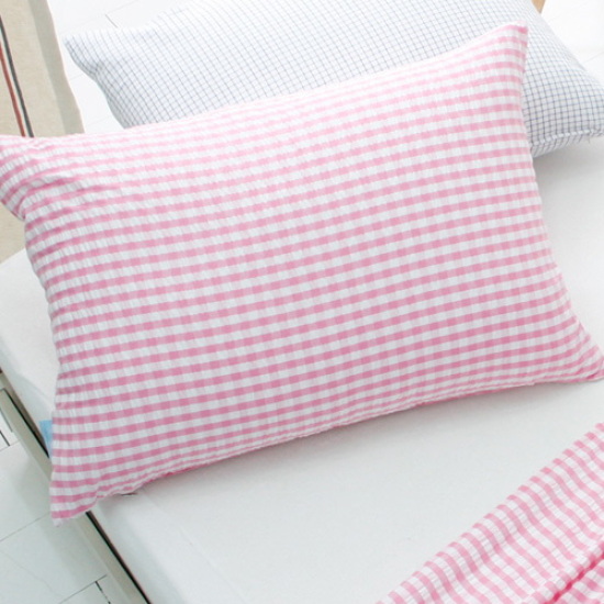 레브라이프 제이니 핑크체크 리플지 베개커버 (70x50cm)_이미지