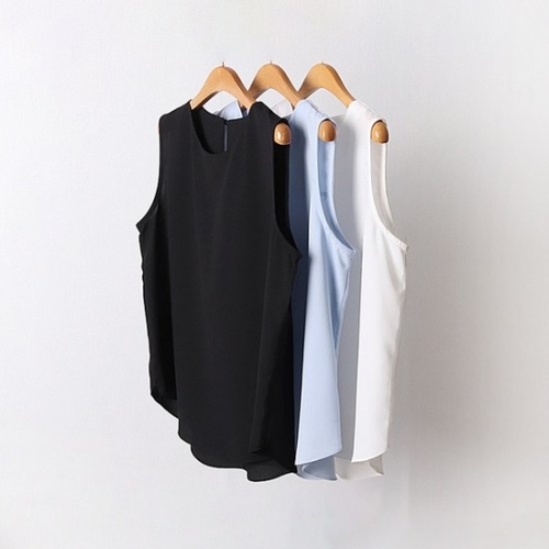 빅사이즈민소매블라우스 F023L408 스카이무지나시블라우스 CR