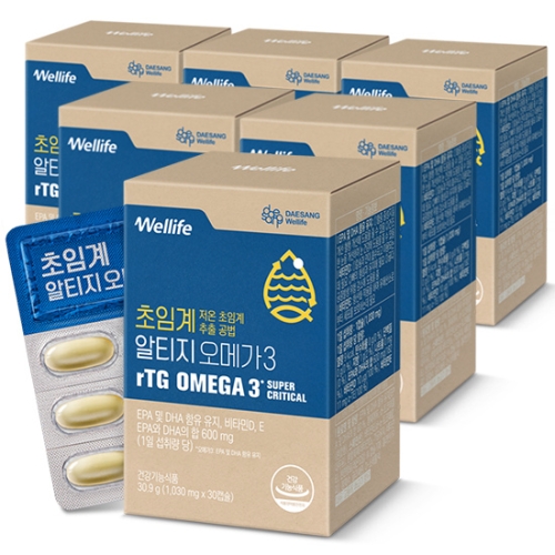 뉴트리바이오텍 대상웰라이프 초임계 알티지 오메가3 1030mg 30캡슐 (6개)