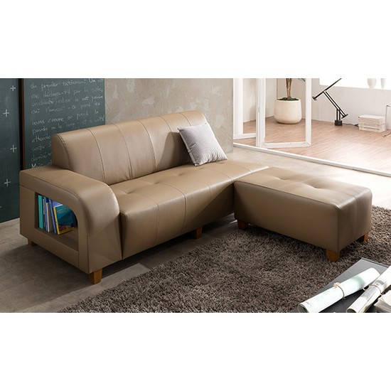 우아미가구 엘체 라텍스탑 카우치 가죽소파 3인용 (스툴포함)