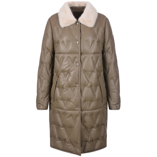 리오벨 밍크 카라 이태리 양가죽 구스 롱코트_이미지