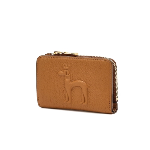 헤지스 여성 브라운 퍼피 엠보 라운드지퍼 반지갑_HIWA6E252W2_이미지