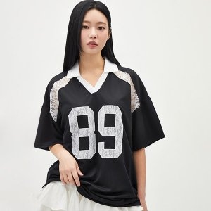 89레이스 배색 박시티셔츠 AR1CT360