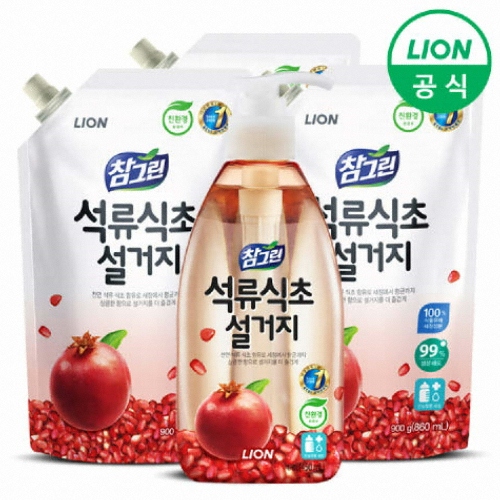 참그린 ㅤ석류식초 설거지 470g(450ml) + 리필 900g(860ml) x 3개 (1세트)_이미지