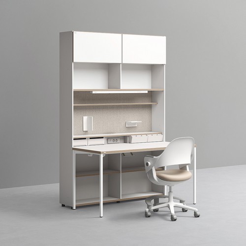 데스커 6단 멀티 책상세트+조명+도어+의자