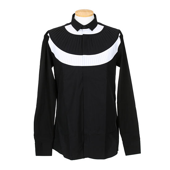  닐바렛 주름 블랙화이트 셔츠_PBCM436C C3248 524