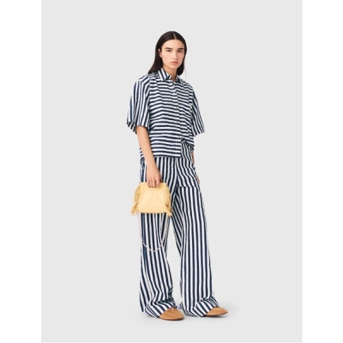 마쥬 Chemise courte en lin melange MFPCM00757_L002 BLANC/BLEU