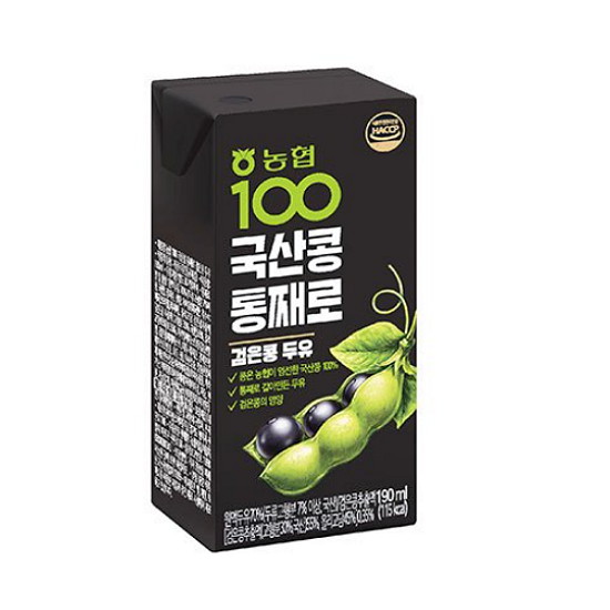 농협식품 100% 국산콩 통째로 검은콩 두유 190ml