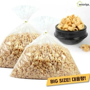 우리가스토리 대용량 곡물마카로니 1kg 2봉 뻥튀기 대용량과자 옛날과자