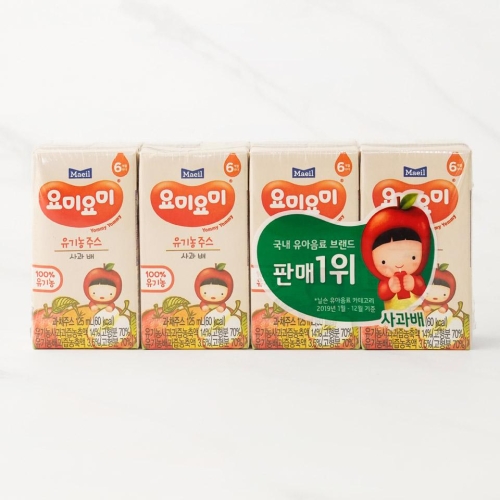 매일유업 요미요미 유기농 주스 사과,배 125ml (4개)_이미지