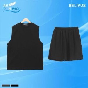  빌리버스 남자 여름 셋업 나시 민소매 밴딩 반바지 세트 BWWT048