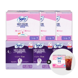 쏘피 바디피트 볼록맞춤 대형 16개 3팩 + 오버나이트 12개 3팩