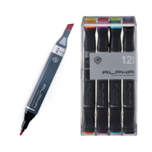 알파색채 디자인 마카 세트 (12색(A))
