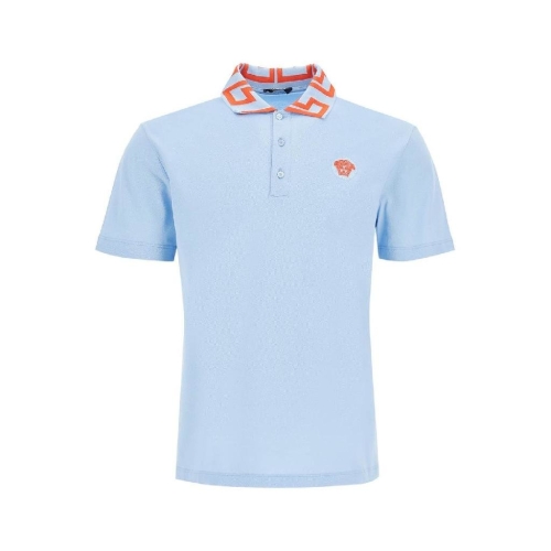 베르사체 medusa greca polo shirt Light blue A89492 1A04867 2US40