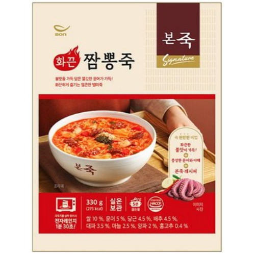 본아이에프 본죽 아침엔 본죽 화끈짬뽕죽 330g이미지입니다. 누르면 해당 게시물로 새창이동합니다.