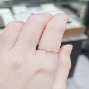 14K L-DIAMOND 화이트 스키니 Gold 반지 LRF22157D