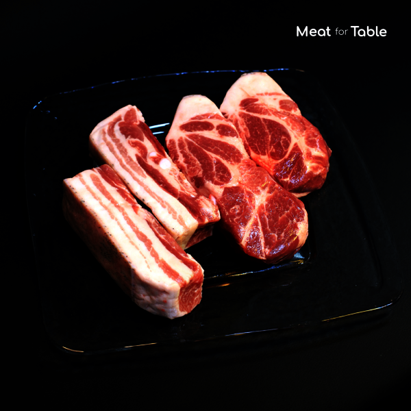 미트포테이블 수입 삼겹살 1kg+ 목살 1kg이미지입니다. 누르면 해당 게시물로 새창이동합니다.