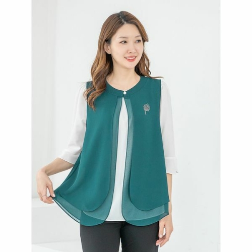 모슬린 조끼 쉬폰 이중 MQG126701 마담 미시 중년여성 빅사