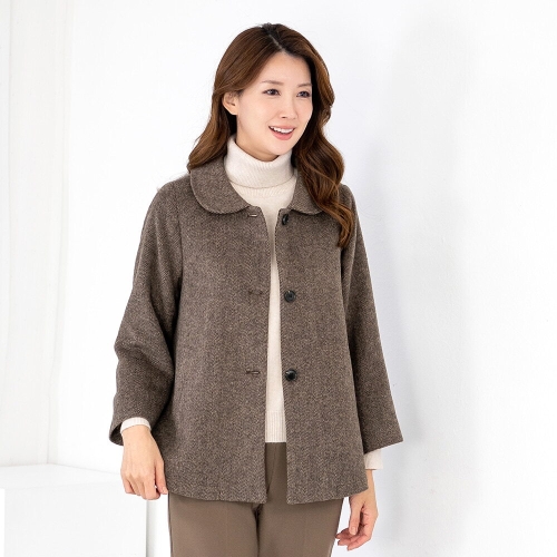 모슬린 엄마옷 모직 카라 헤링본 반코트 5RTY11128 중년여성/50대/60대/70대/마담/빅사이즈/할머니옷/여자_이미지