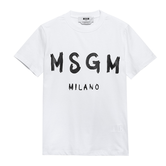 MSGM 브러시드 로고 반팔티 2000MDM510 200002 (01, 화이트)_이미지