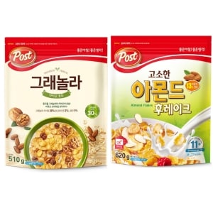 동서식품 포스트 그래놀라 카카오 호두 510g + <b>아몬드</b> <b>후레이크</b> 620g
