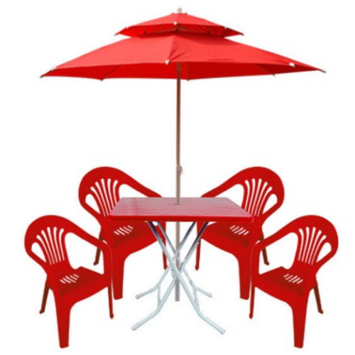호가 대형 파라솔 + 사각 테이블 + A형 의자 4개
