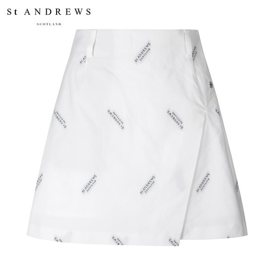 세인트앤드류스 로고 자가드 플레어 스커트 821B3PN353_WH_이미지