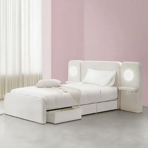 동서가구 소프티 아쿠아텍스 패브릭 호텔 LED 수납 침대 SS (독립스프링)_이미지